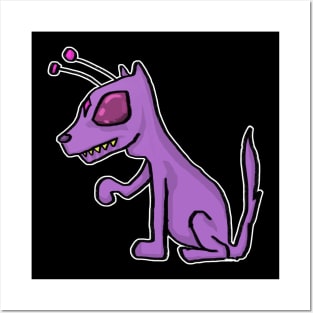 Purple alien dog Posters and Art